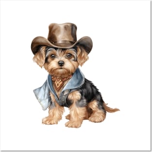 Cowboy Yorkshire Terrier Dog Posters and Art